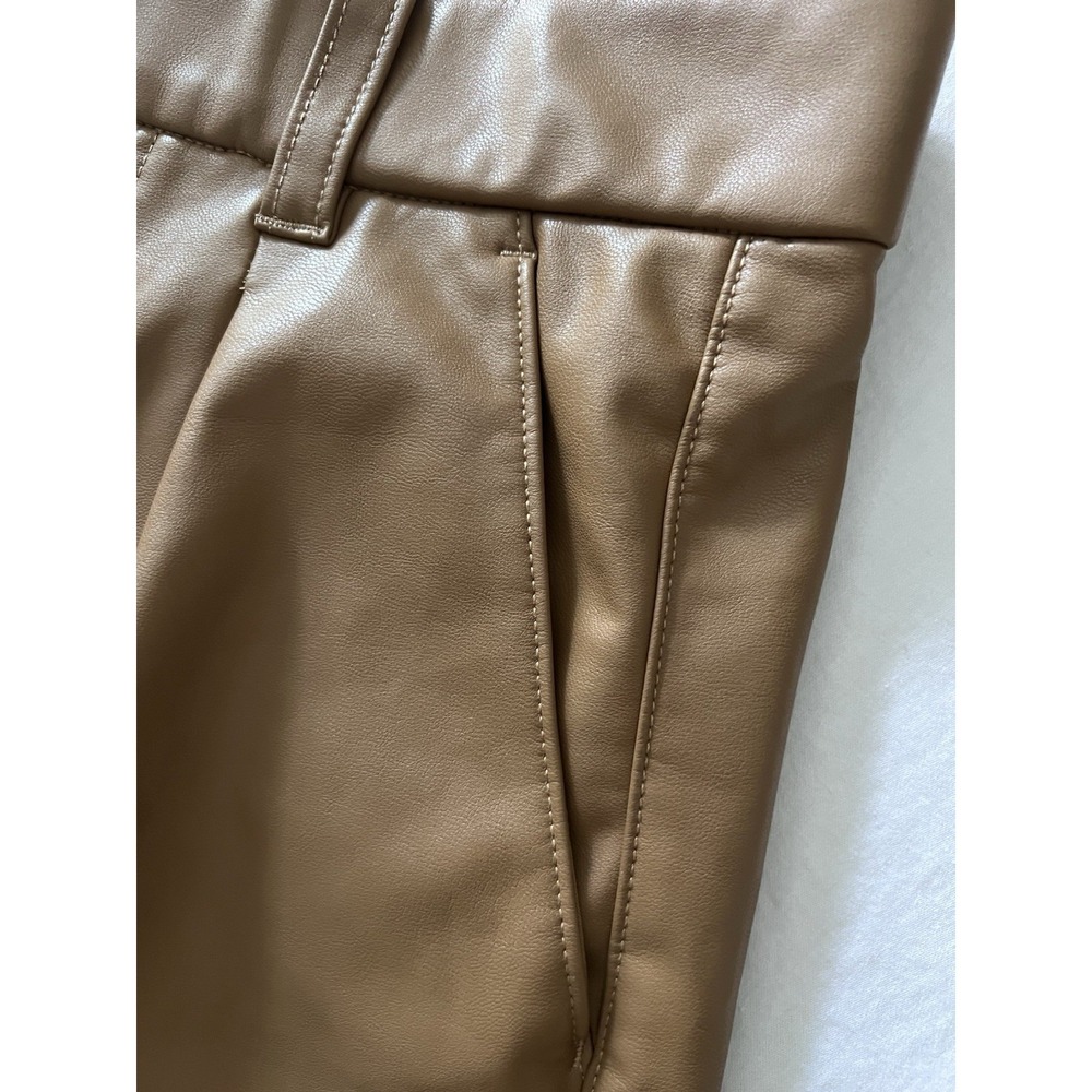 Abercrombie & Fitch Vegan Leather Shorts Brown High Rise Pockets Women Size S - Picture 6 of 9